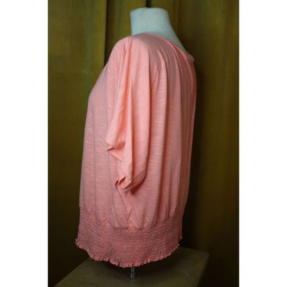 CATO Women XL Peach Off the Shoulder Short Sleeve Stretchy Bottom Blouse - Picture 4 of 12